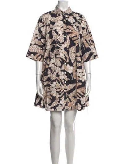 Pre-owned Frances Valentine Floral Print Mini Dress W/ Tags In Neutrals