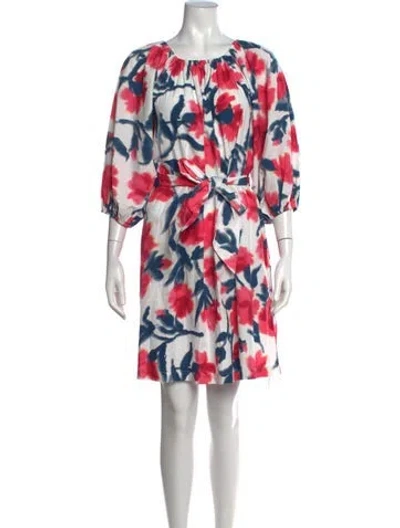Pre-owned Frances Valentine Floral Print Mini Dress W/ Tags In Red