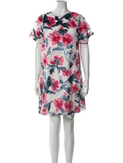 Pre-owned Frances Valentine Floral Print Mini Dress W/ Tags In White