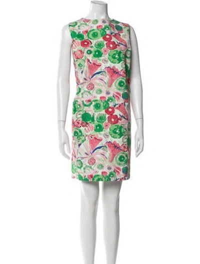 Pre-owned Frances Valentine Floral Print Mini Dress In White