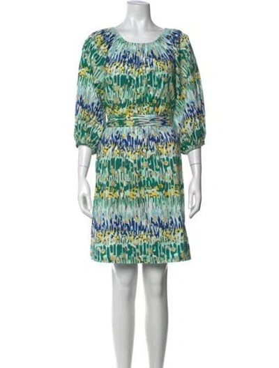 Pre-owned Frances Valentine Floral Print Mini Dress In White