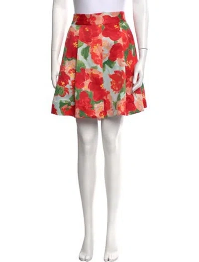 Pre-owned Frances Valentine Floral Print Mini Skirt In Green