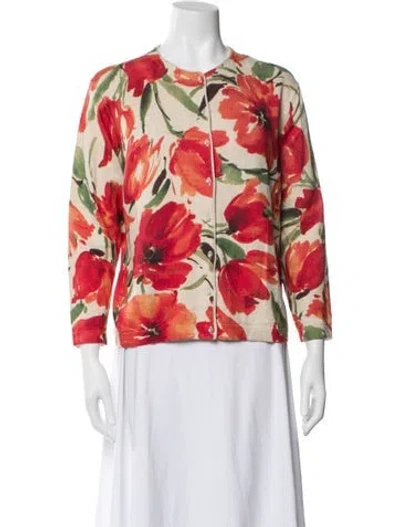 Pre-owned Frances Valentine Floral Print Scoop Neck Sweater In Multi