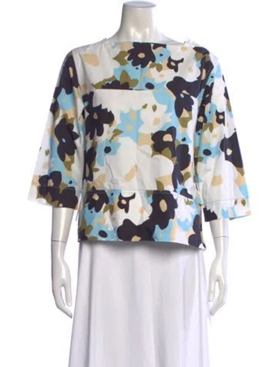 Pre-owned Frances Valentine Floral Print Scoop Neck Top In Multicolor
