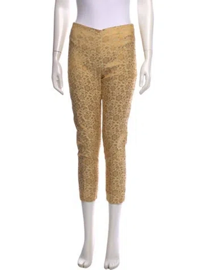 Pre-owned Frances Valentine Floral Print Straight Leg Pants In Yellow