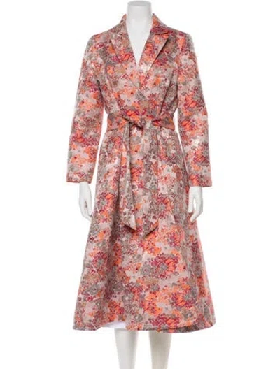 Pre-owned Frances Valentine Floral Print Trench Coat In Neutral