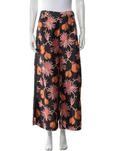 Pre-owned Frances Valentine Floral Print Wide Leg Pants In Multi