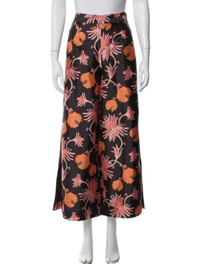 Pre-owned Frances Valentine Floral Print Wide Leg Pants In Multi