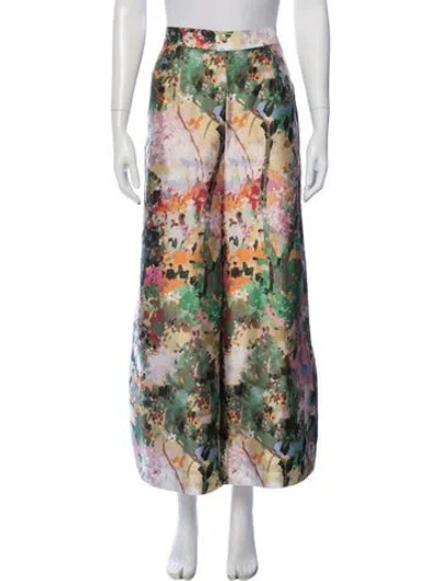 Pre-owned Frances Valentine Floral Print Wide Leg Pants In Multi