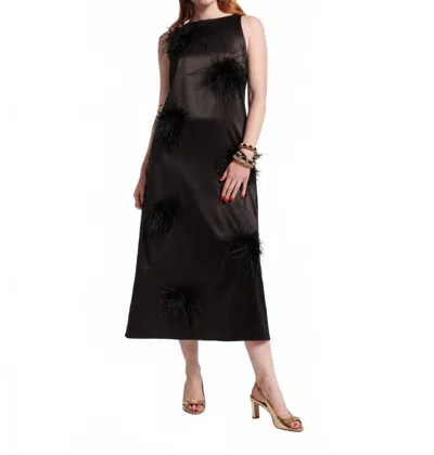 FRANCES VALENTINE FRANCESCA FEATHER MAXI DRESS IN BLACK