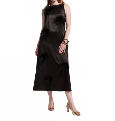 Frances Valentine Francesca Maxi Dress In Feather Pouf In Black