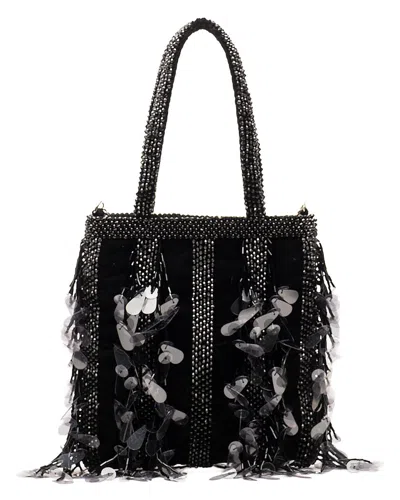 Frances Valentine Gatsby Mini Velvet Tote In Black
