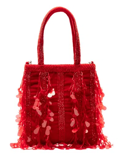 Frances Valentine Gatsby Mini Velvet Tote In Red