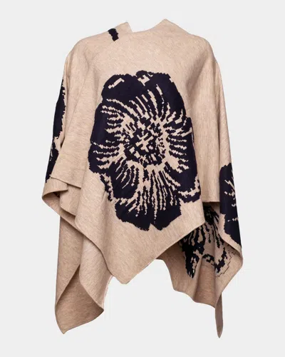 Frances Valentine Ginny Handkerchief-hem Floral Knit Wrap In Black/came