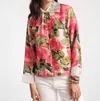 Frances Valentine Gloria Long Sleeve Blouse Top In Pink Multi In Pink