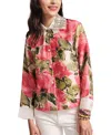 Frances Valentine Gloria Long Sleeve Blouse Top In Pink Multi In Pink