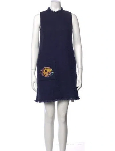 Pre-owned Frances Valentine Graphic Print Mini Dress In Blue