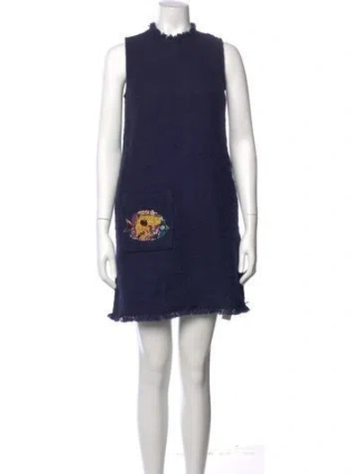 Pre-owned Frances Valentine Graphic Print Mini Dress In Blue