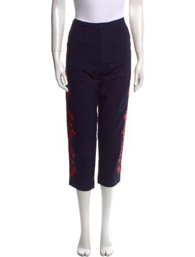 Pre-owned Frances Valentine Graphic Print Straight Leg Pants In Blue