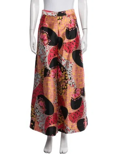 Pre-owned Frances Valentine Graphic Print Wide Leg Pants In Red