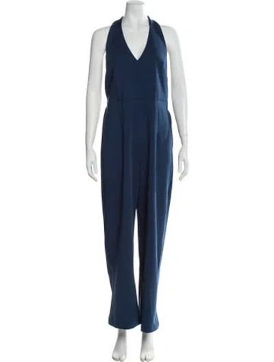 Pre-owned Frances Valentine Halterneck Jumpsuit In Blue