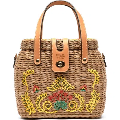 Frances Valentine Harriet Wicker Top Handle Bag In Brown