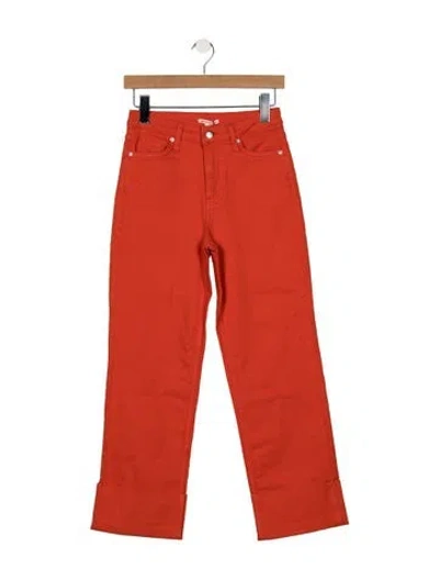 Pre-owned Frances Valentine High-rise Straight Leg Jeans In Orange