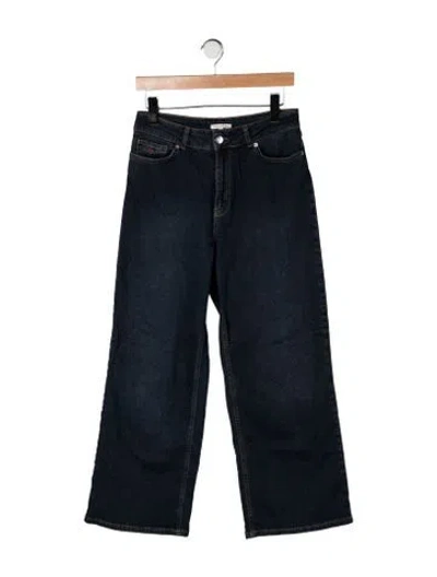 Pre-owned Frances Valentine High-rise Wide Leg Jeans In Black