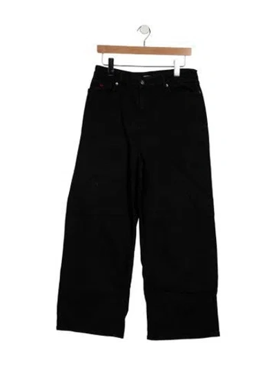 Pre-owned Frances Valentine High-rise Wide Leg Jeans In Black