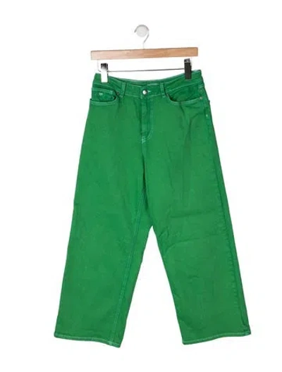 Pre-owned Frances Valentine High-rise Wide Leg Jeans In Green