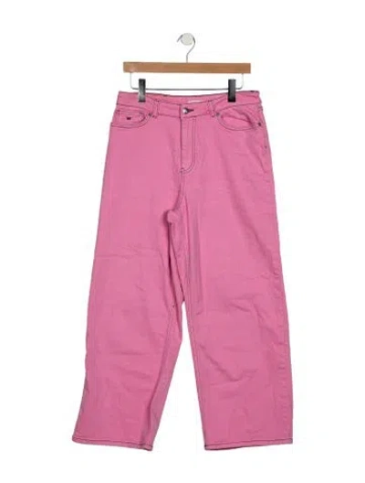 Pre-owned Frances Valentine High-rise Wide Leg Jeans In Pink