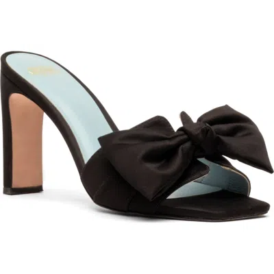 Frances Valentine Hilary Satin Bow Sandal In Black