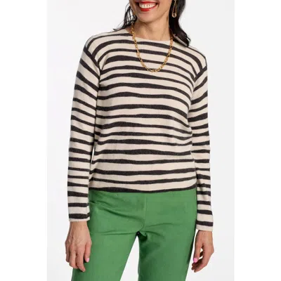 Frances Valentine Honey Crewneck Painterly Stripe In Multi