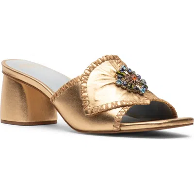 Frances Valentine Isa Faux Leather Slide Sandal In Gold