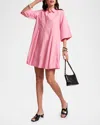 Frances Valentine Isla Mini Cotton Poplin Shirtdress In Pink