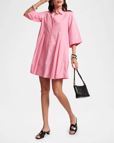 Frances Valentine Isla Mini Cotton Poplin Shirtdress In Pink