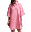Frances Valentine Isla Pleated Mini Shirtdress In Pink In Pink