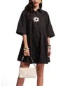 Frances Valentine Isla Pleated Mini Shirtdress In Black In Black