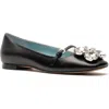 Frances Valentine Josephine Crystal Embellished Flat In Black