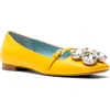 Frances Valentine Josephine Crystal Embellished Flat In Canary