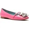 Frances Valentine Josephine Crystal Embellished Flat In Pink
