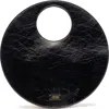 Frances Valentine Juno Round Crinkled Leather Crossbody Bag In Black