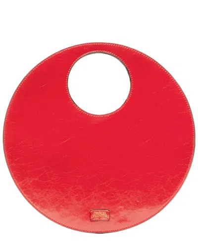 Frances Valentine Juno Round Crinkled Leather Crossbody In Red