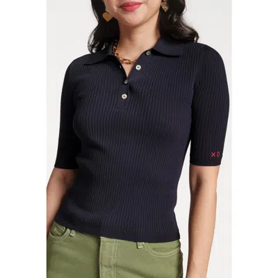 Frances Valentine Krissy Polo Rib Knit In Blue