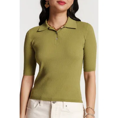 Frances Valentine Krissy Polo Rib Knit In Green