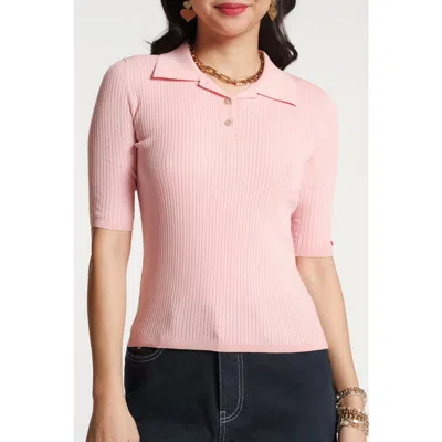 Frances Valentine Krissy Polo Rib Knit In Pink