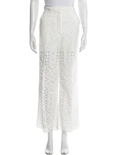 Pre-owned Frances Valentine Lace Pattern Knee-length Skirt In White