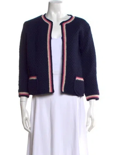 Pre-owned Frances Valentine Lambswool Crew Neck Sweater In Blue