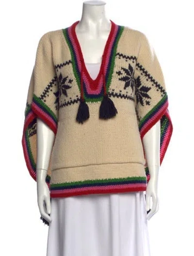 Pre-owned Frances Valentine Lambswool Graphic Print Sweater In Multicolor