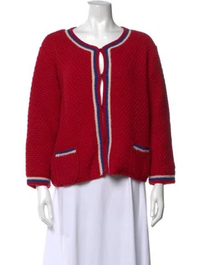 Pre-owned Frances Valentine Lambswool Open Front Sweater In Red